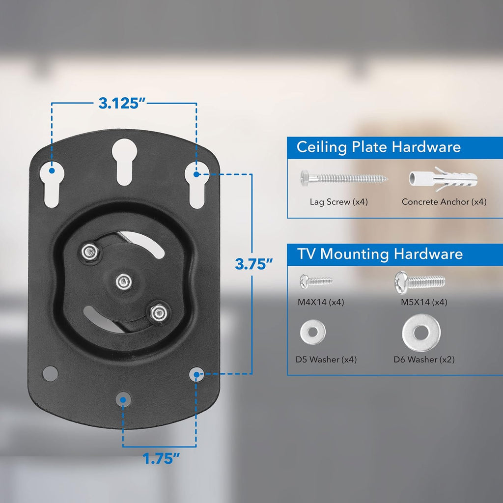 Flip Down TV and Monitor Mount, VESA Compatible 75-200, Height Adjustable X698
