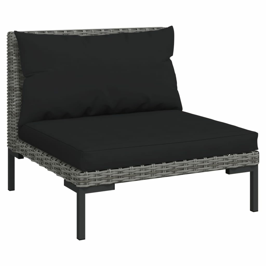 9 Piece Patio Set with Cushions Poly Rattan Dark Gray Z828943