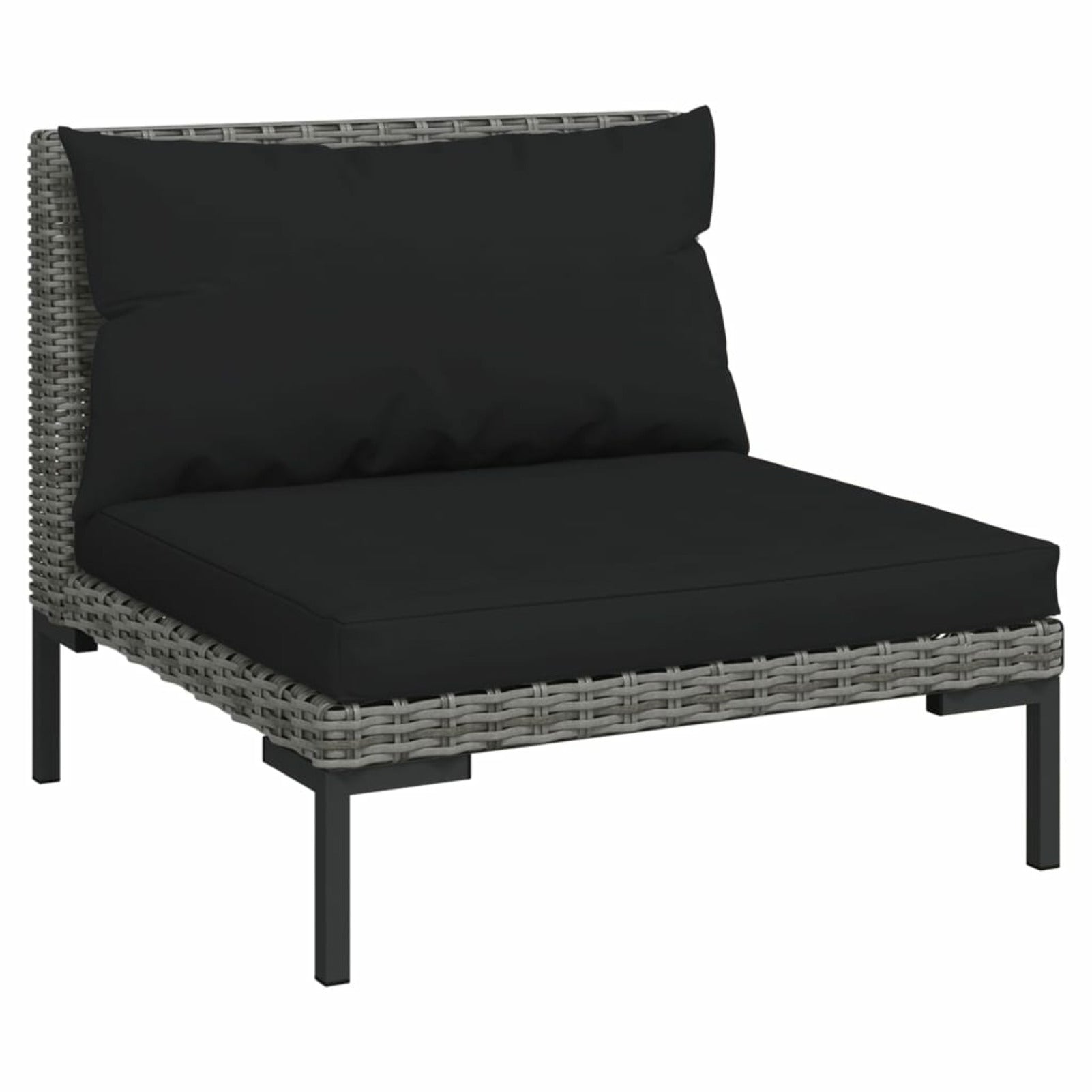9 Piece Patio Set with Cushions Poly Rattan Dark Gray Z828943
