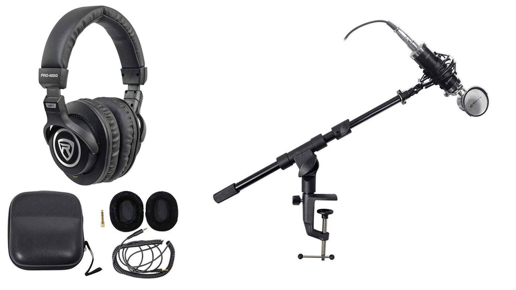 Podcast Interview Microphone with Stand Boom Arm and Headphones A752162