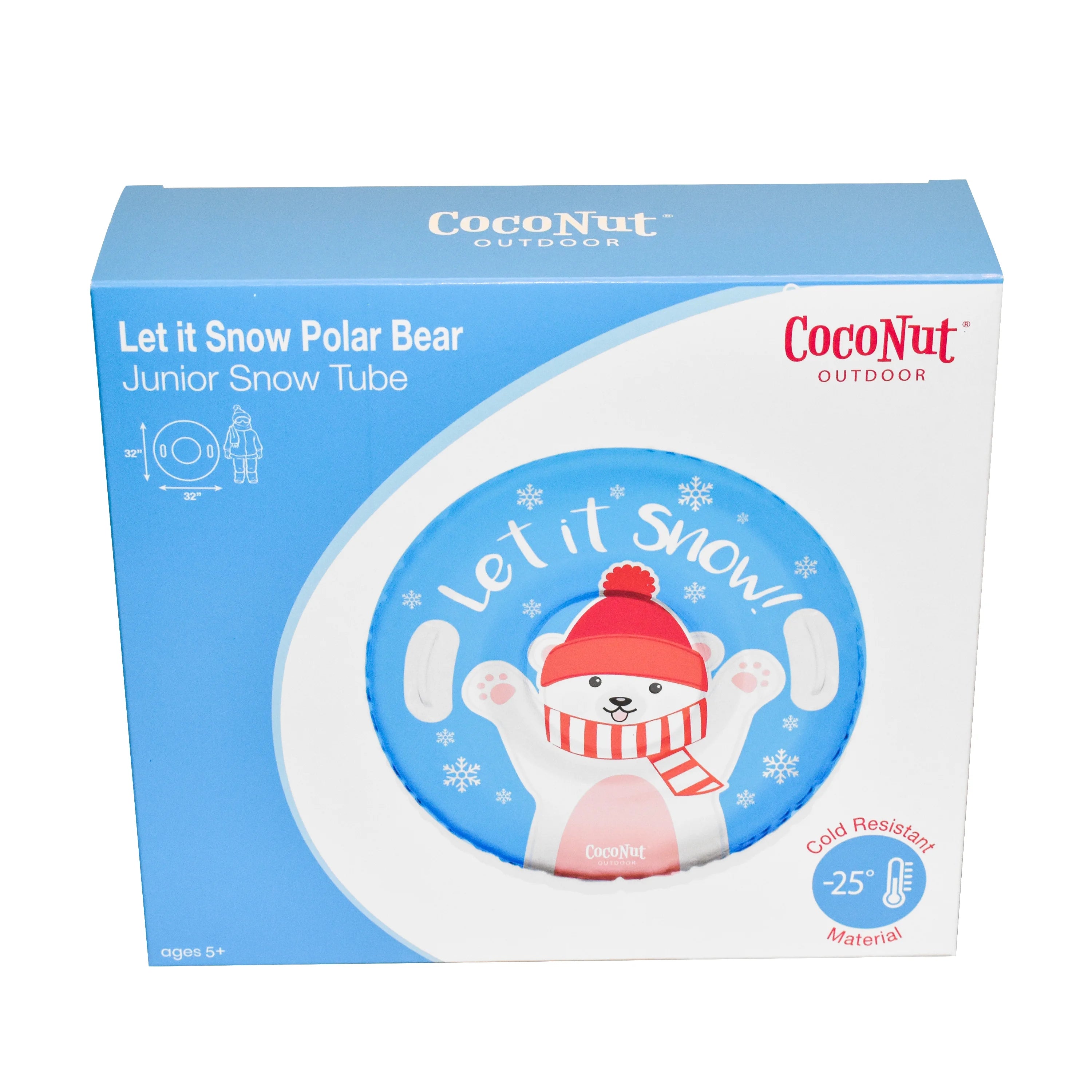 32” Inflatable Polar Bear Snow Ring Heavy Duty Snow Sled with Sturdy Handles U5973