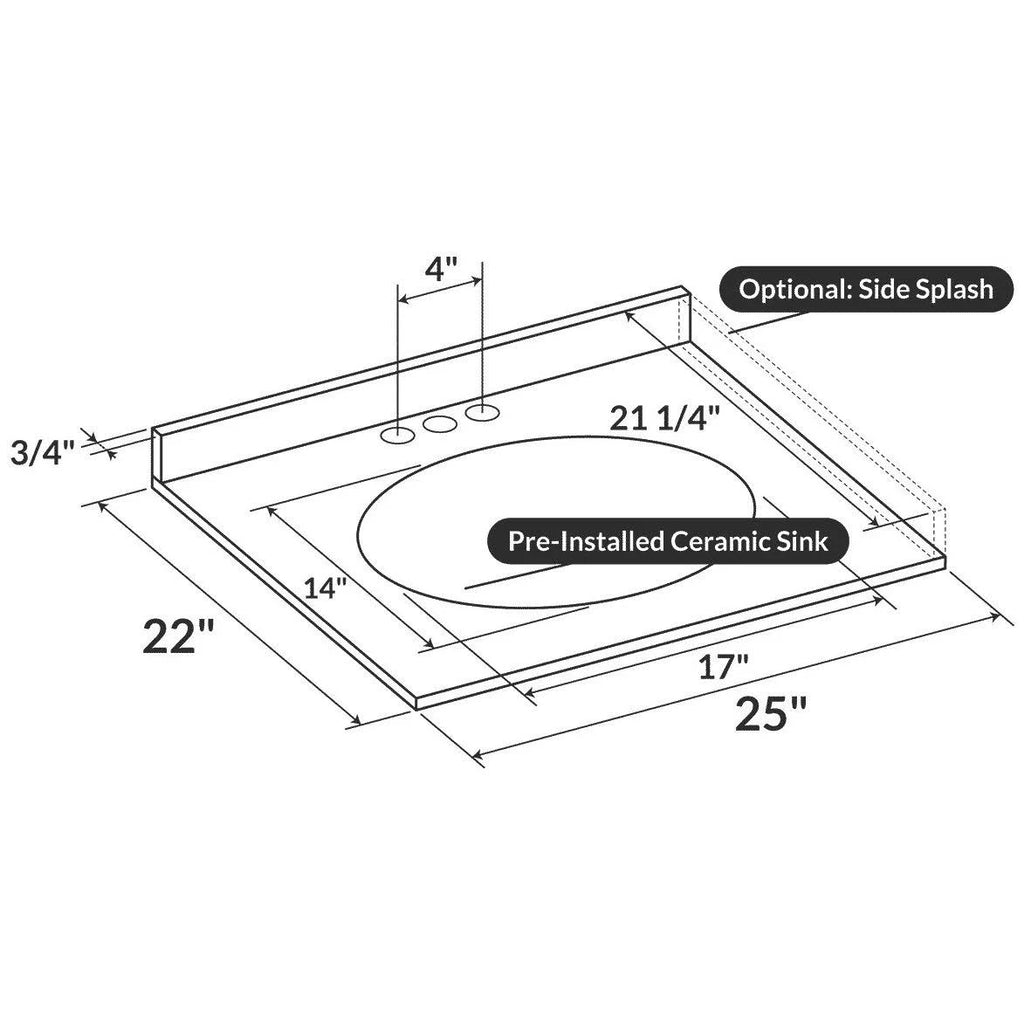 Single Vanity Top with Backsplash U4839