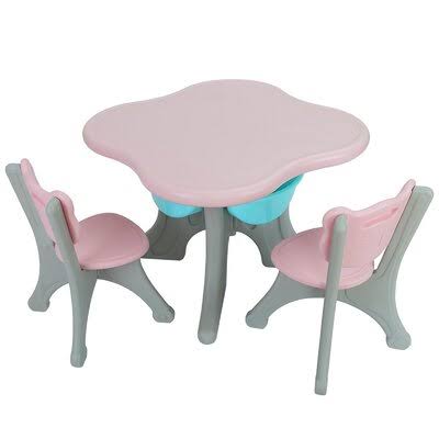 Pink 3 Piece Activity Table and Chair Set X8372