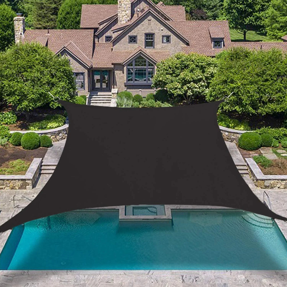 10' Square Orange-Dark Gray Sun Shade Sail R215445