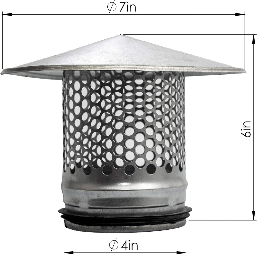 4 inch Round Galvanized Metal Roof Cap Vent Cover Pack of 2 V107