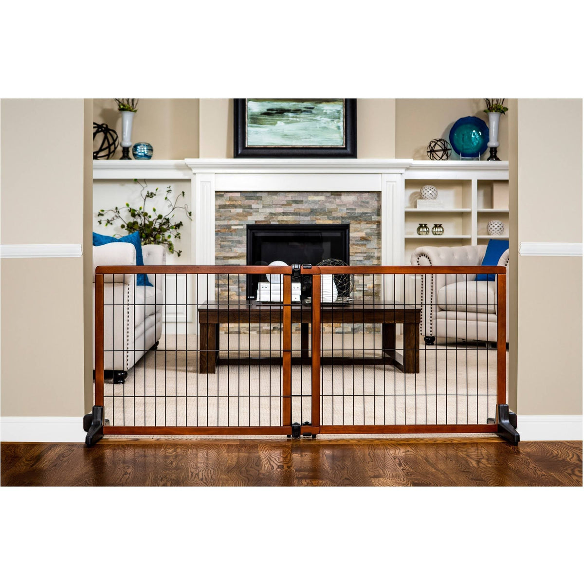 Freestanding Pet Gate, Brown/Black O869