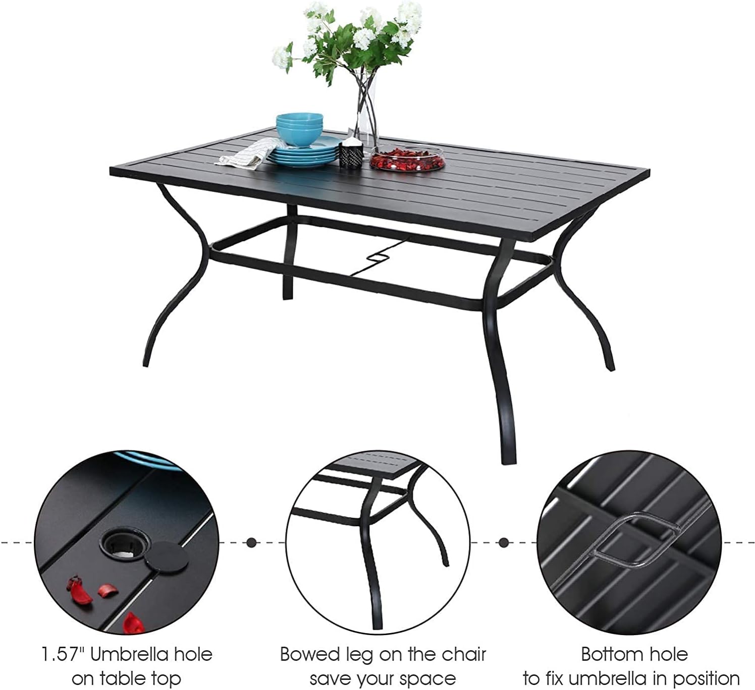 7 Piece Aluminium Patio Dining Set with Stackable Chairs M62271