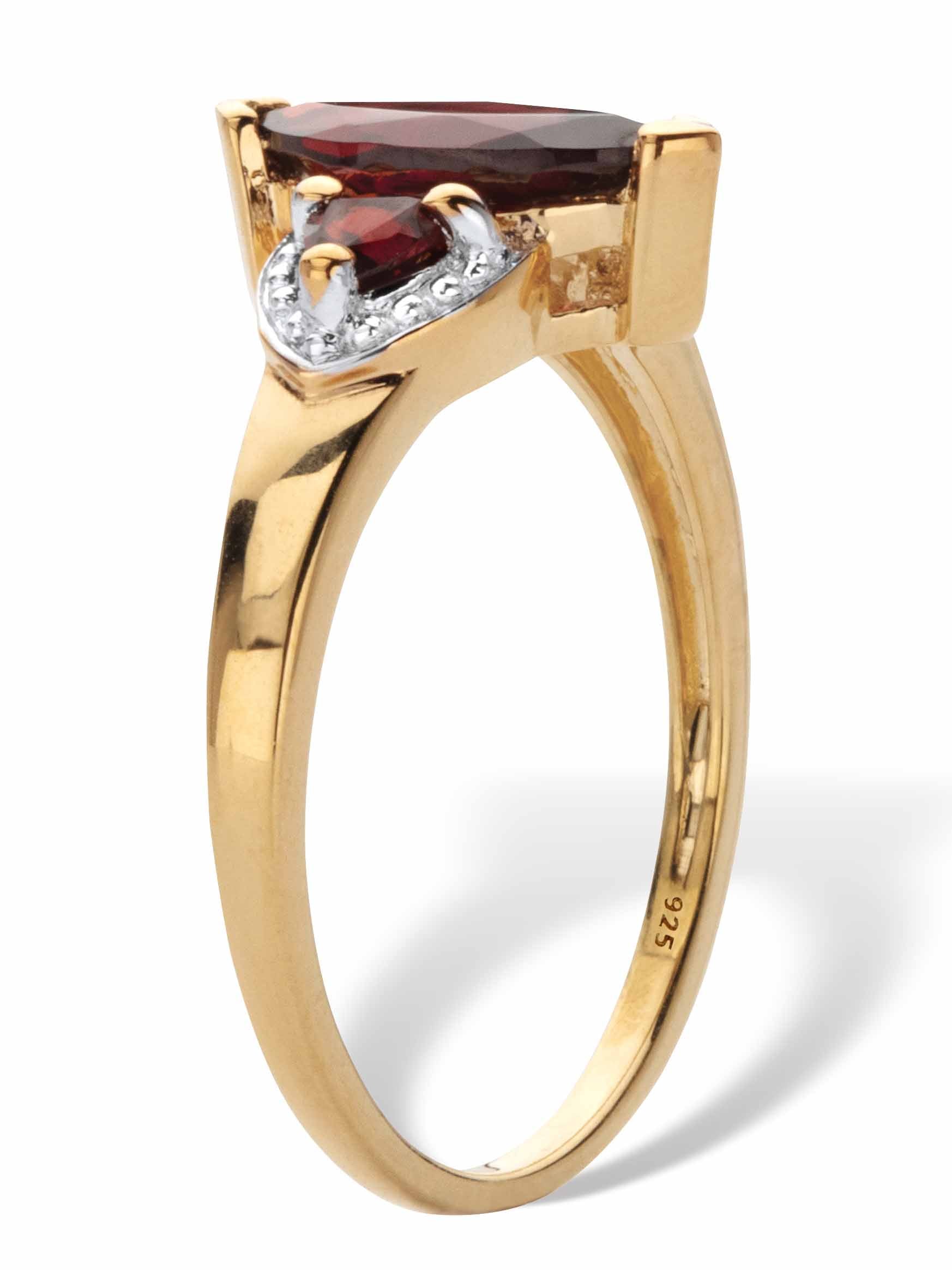 Marquise and Trillion Cut Red Garnet Ring, 1.68 TCW 14k Gold-Plated Sterling Silver J162963