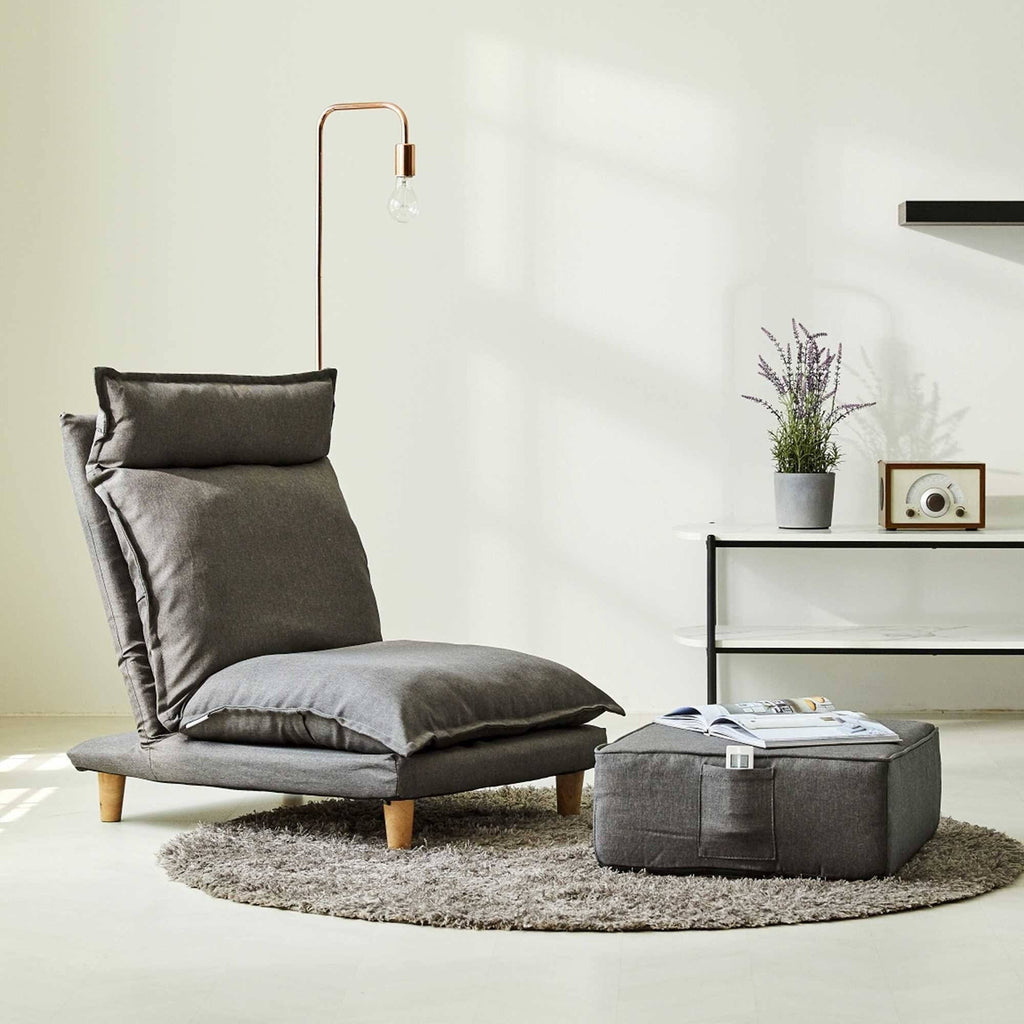 Grey Reclining Sofa with Ottoman V93709