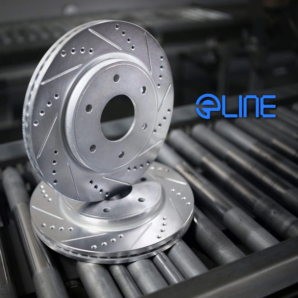 Front Rear Drilled and Slotted Brake Rotors H32221
