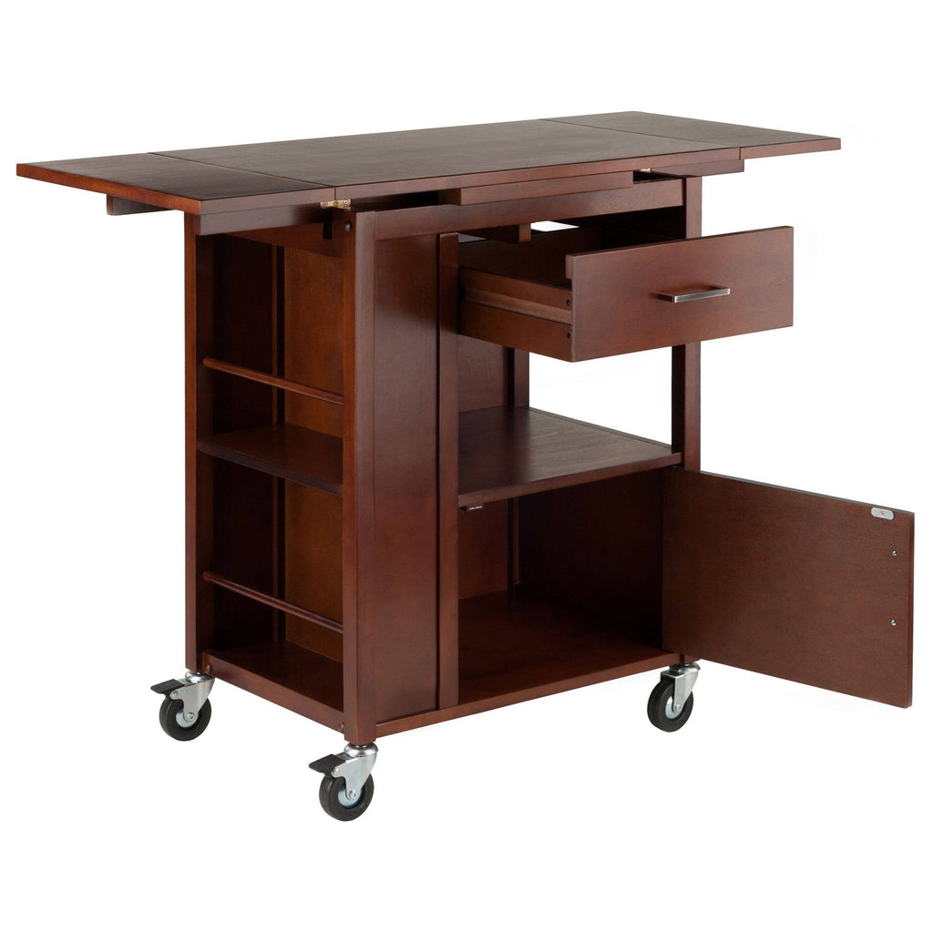 Walnut Rectangular Kitchen Cart Storage M418905