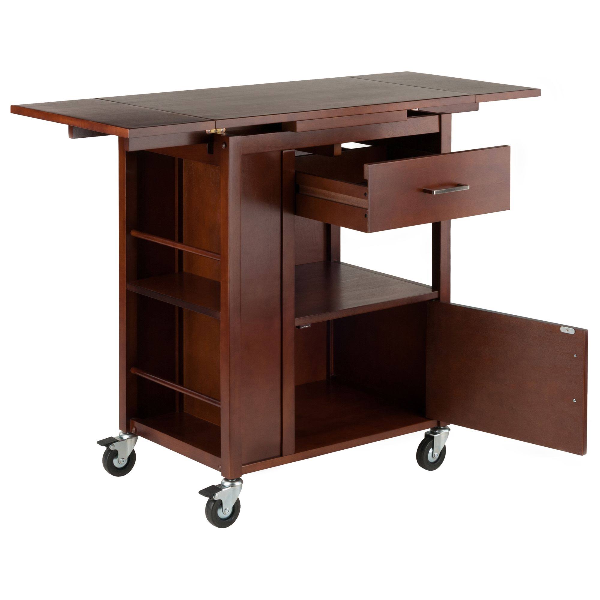 Walnut Rectangular Kitchen Cart Storage M418905