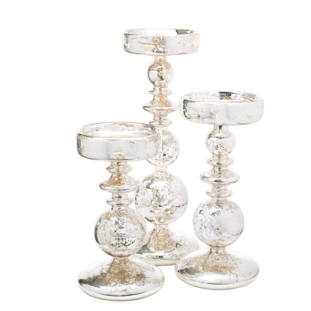 Mercury Bubble Pillar Candle Holder Set of 18 R2769