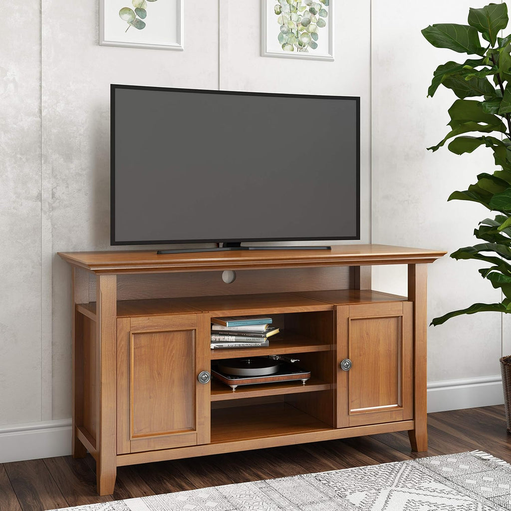 SOLID WOOD Universal TV Media Stand, 54 inch Wide, Medium Saddle Brown B281113
