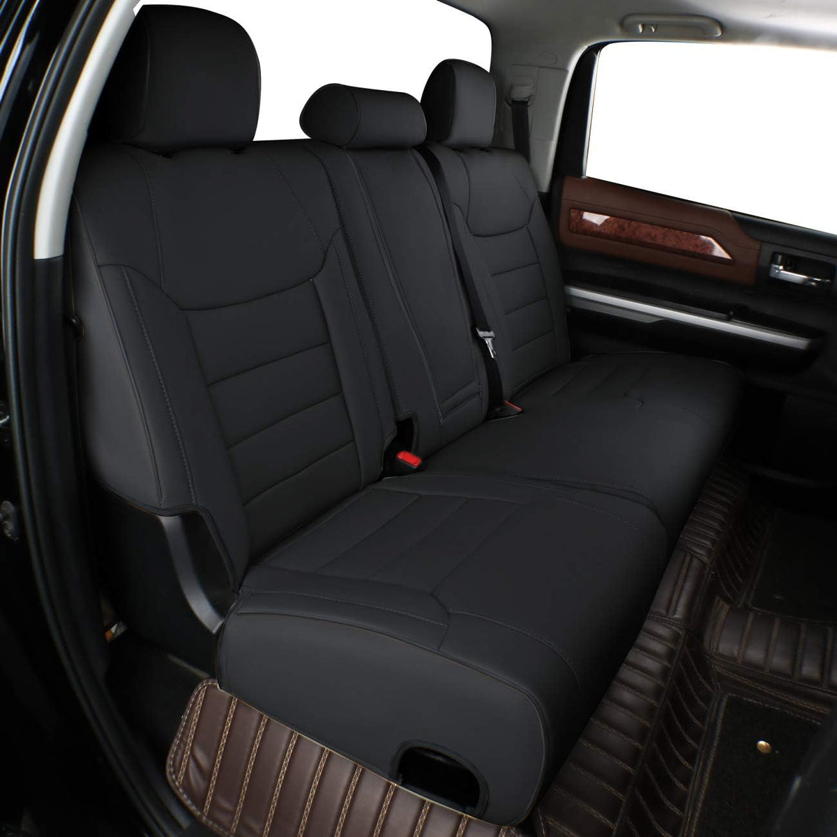 Black Leatherette Car Seat Covers for Toyota Tundra C3111