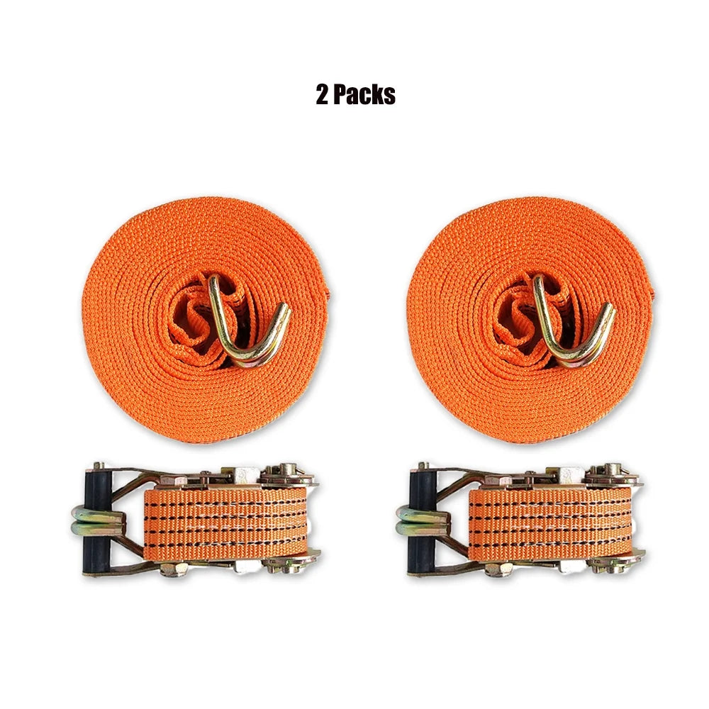 Heavy Duty Ratchet Straps with Double J-Hooks, 2 inch x 26.25 Feet, 11000 Lbs, 2 Packs O731