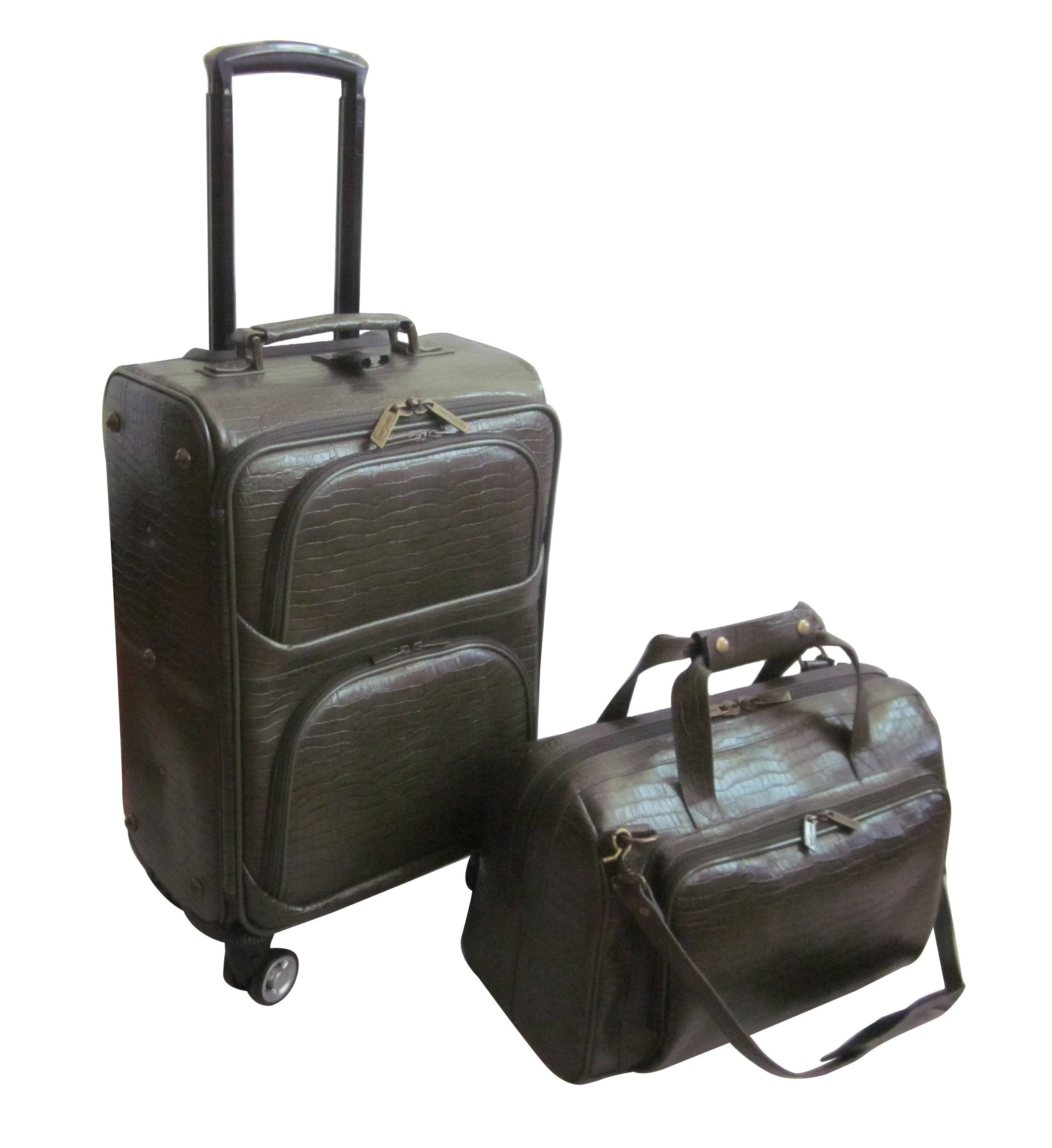 2-Piece Green Croco Print Traveler Spinner Set L853285