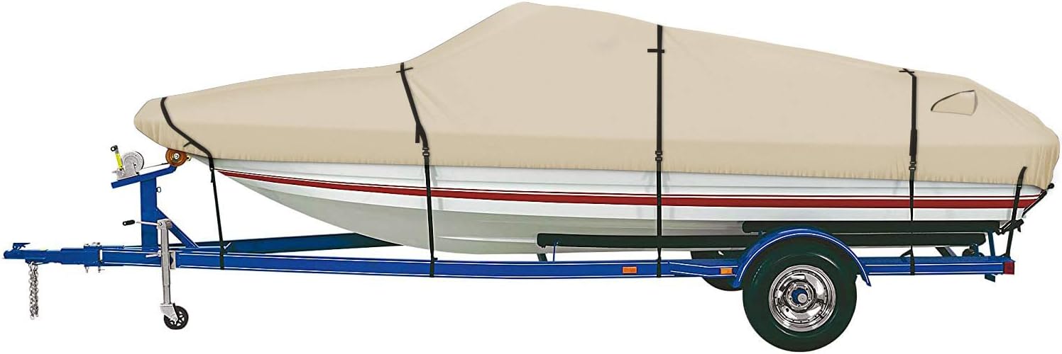 Trailerable Boat Cover 14'-16' Waterproof Heavy Duty Marine Grade Canvas Pack of 2 N674615