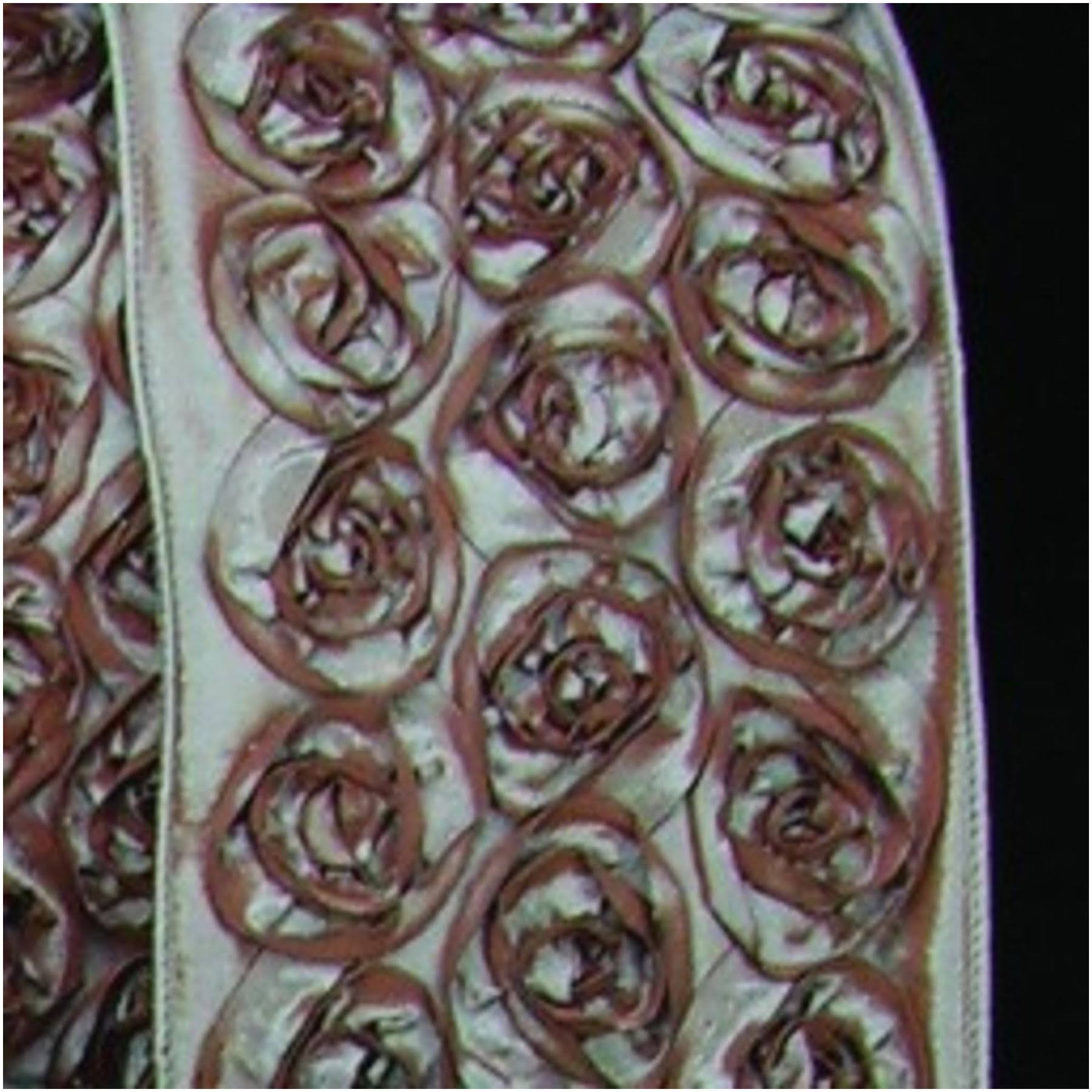 Blue Brown Bunch of Roses Wired Craft Ribbon 10 Yards Z984