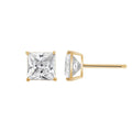 10K Yellow Gold Princess Cut Cubic Zirconia Stud Earrings N1966