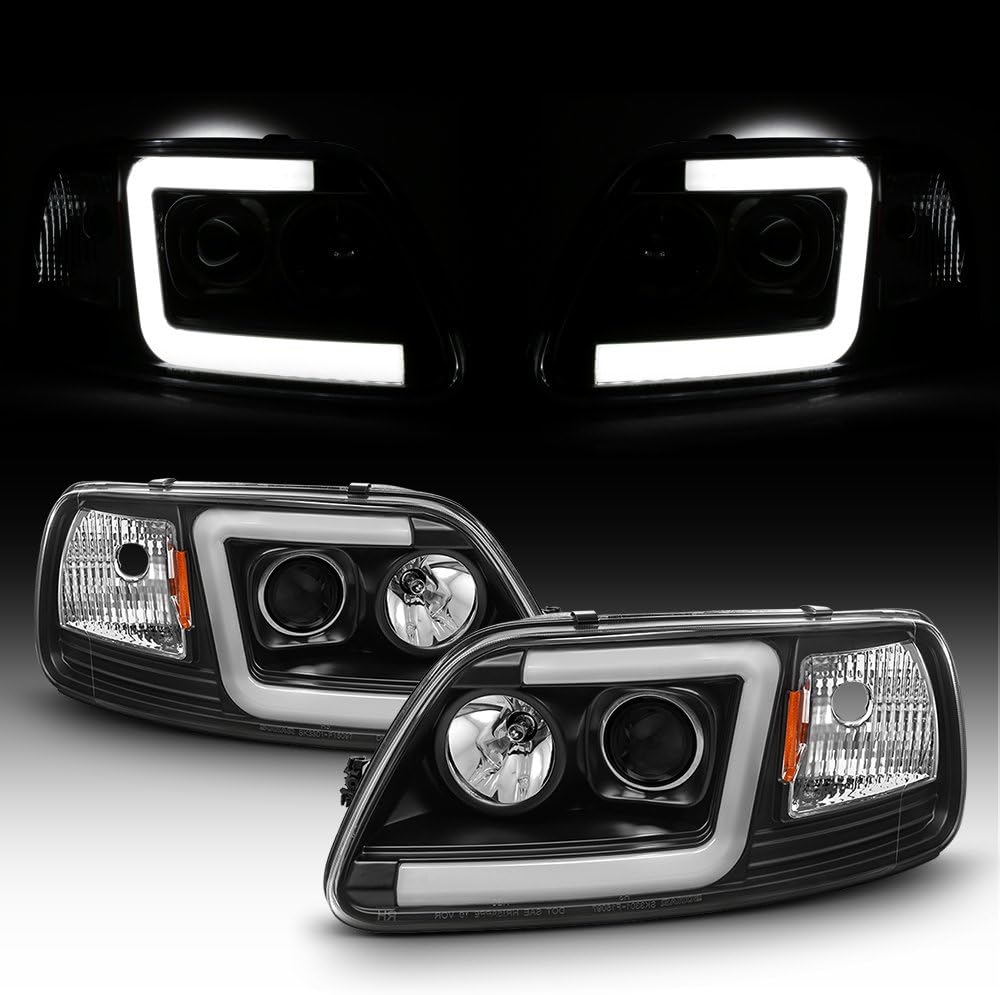 Red Tube Bar Projector Headlights Pair Q360826