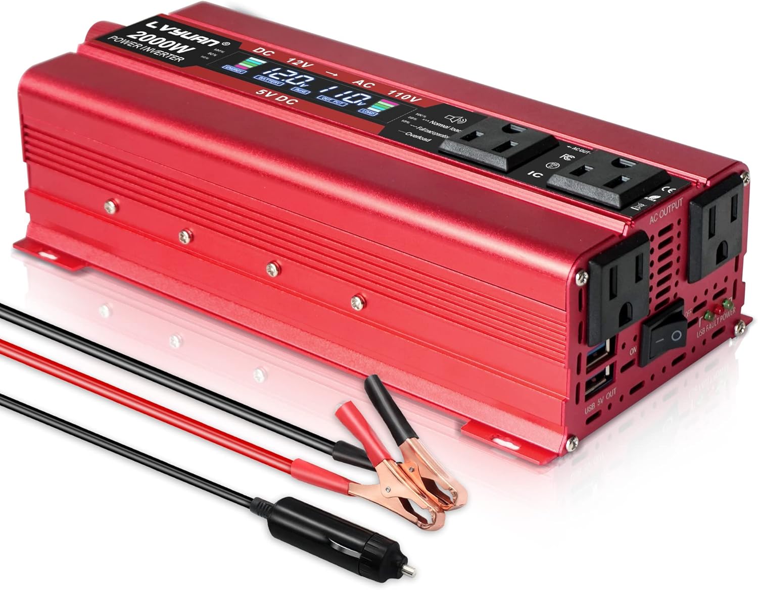Car Power Inverter DC 12V to 110V AC Converter with Dual AC Outlets and Dual USB Z521294