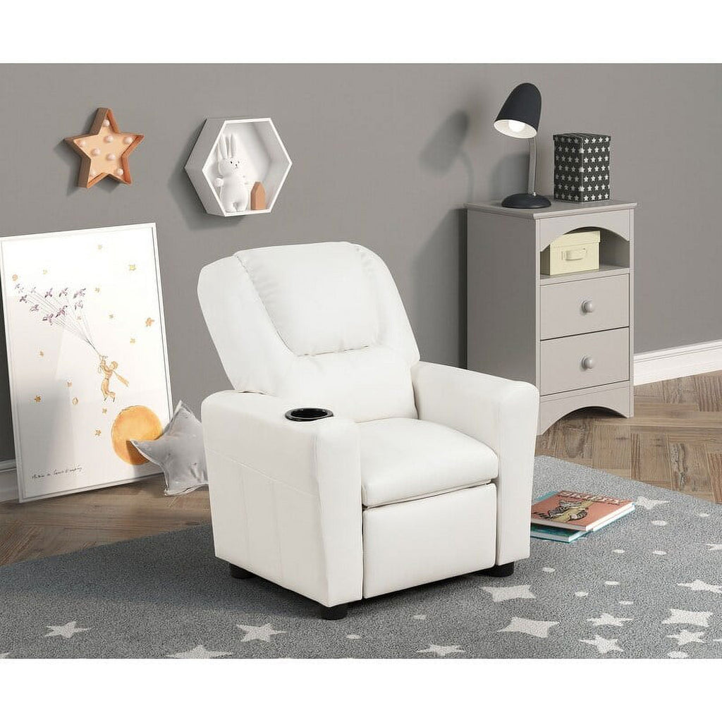 Yellow PU Leather Kids Recliner Chair with Cup Holder M80146