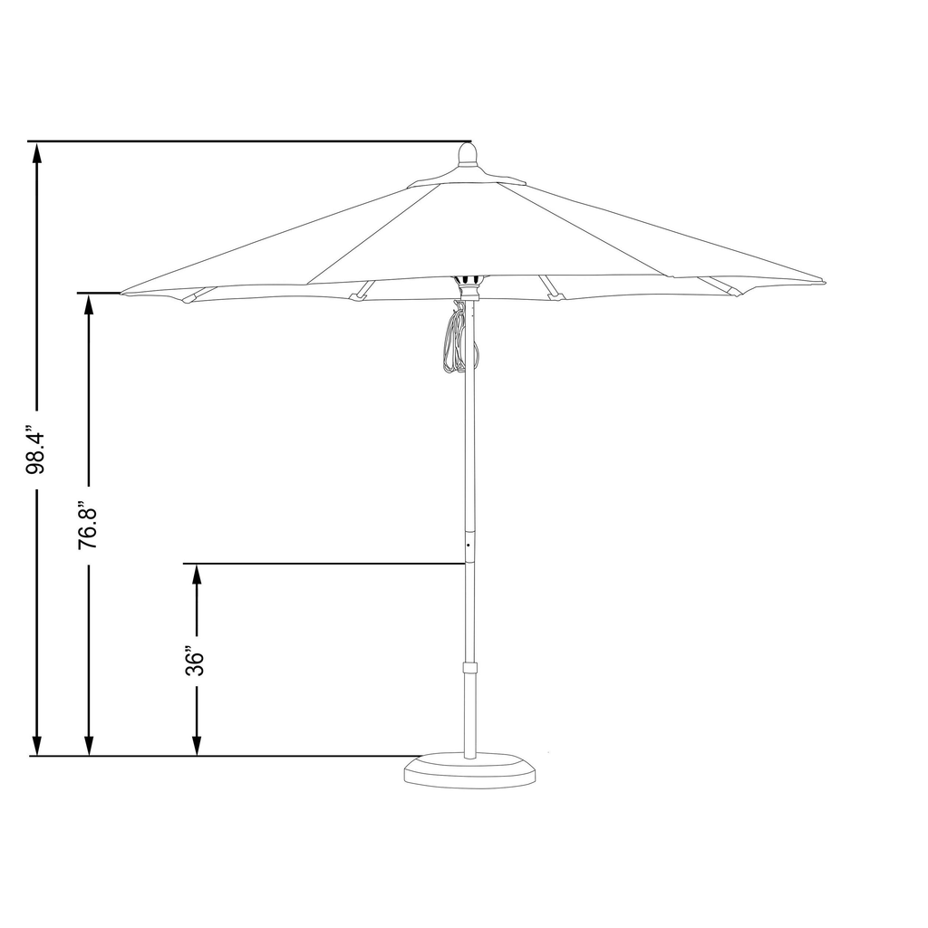 Pacifica Pacific Blue 9 Wood Market Umbrella N346