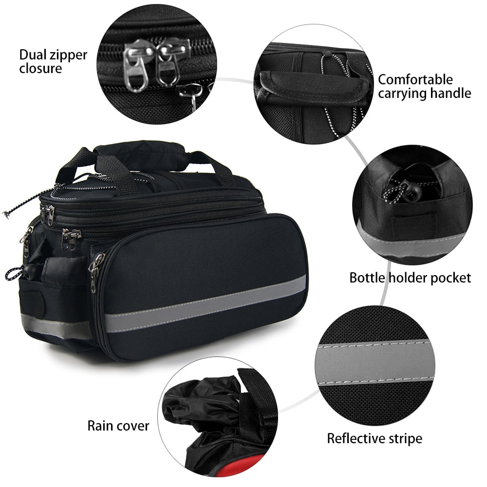 Rear Seat Bag Expandable MTB Bike Rack Bag with Rain Cover N59374