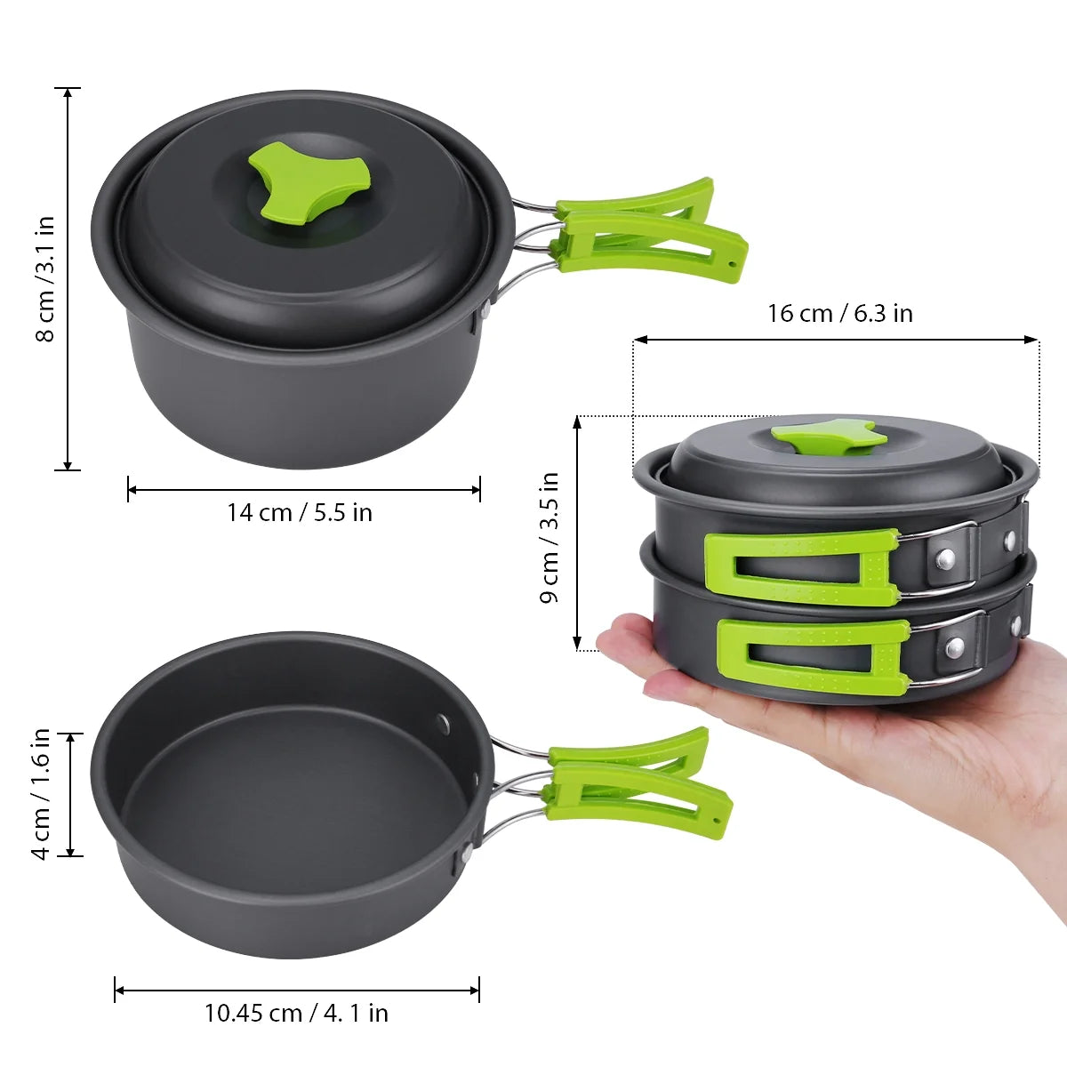 15 Pcs Non Stick Camping Cookware Set U723675