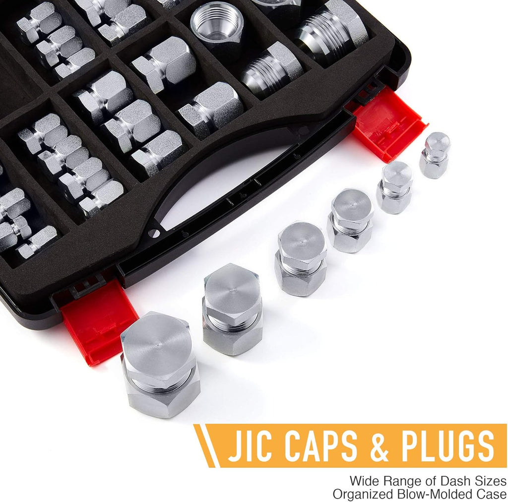 64 Piece Hydraulic Cap and Plug Kit Galvanized 45# Steel N270736