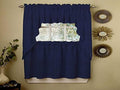 Navy Rib Cord Kitchen Curtains Swag Pair P9651