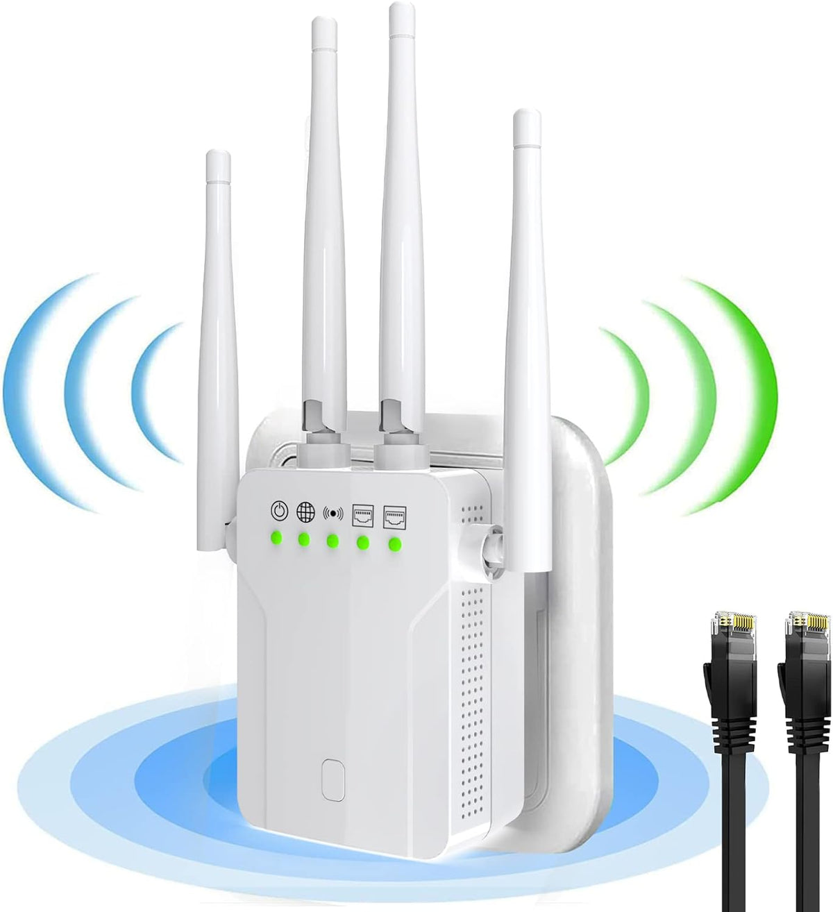 White Pack of 2 WiFi Extender with 10 Feet Ethernet Cable X113623