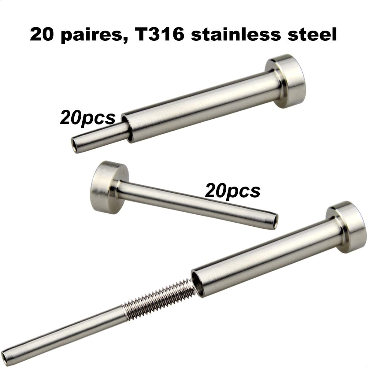 Stainless Steel Cable Railing Hardware Kit, 20 Pairs H776215