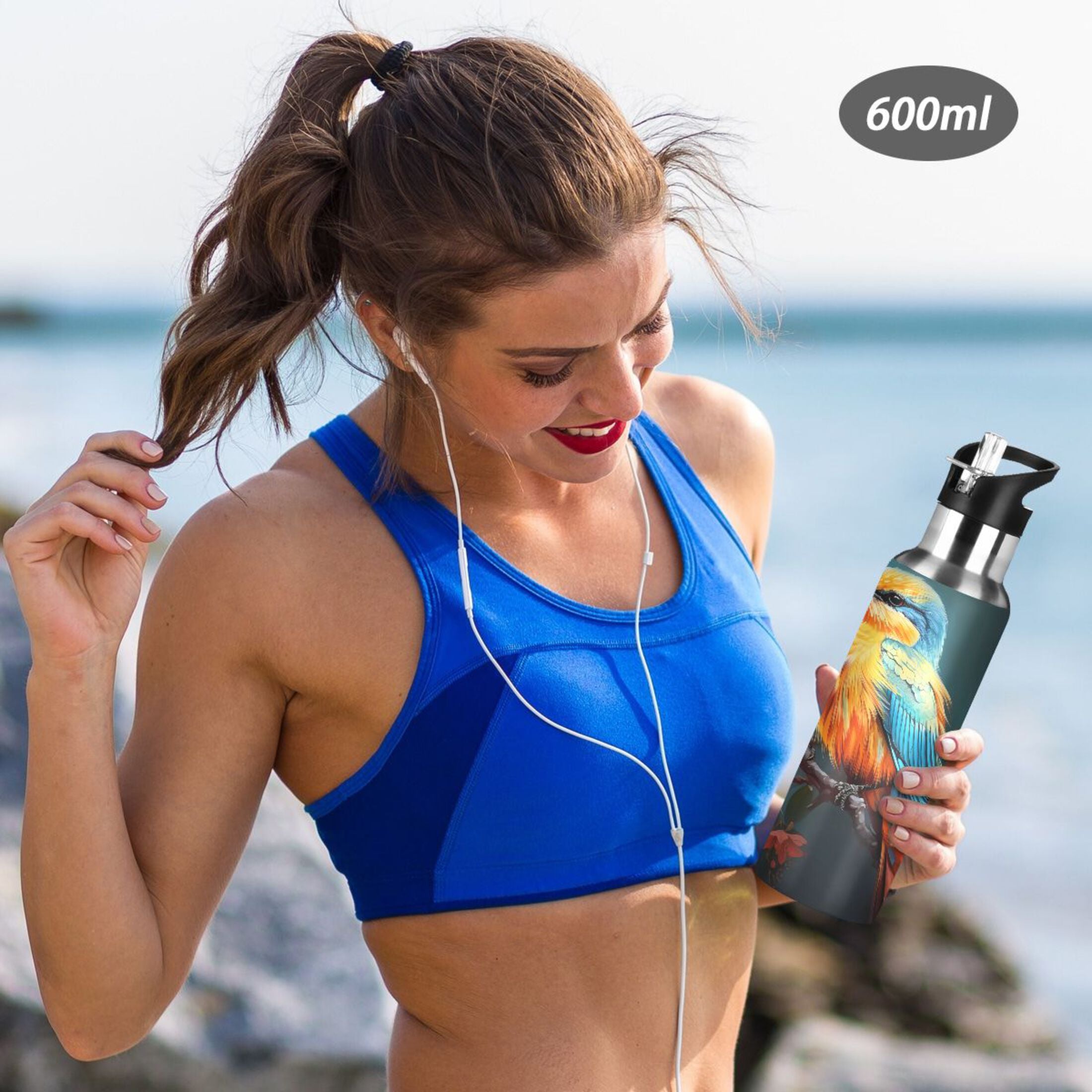 20 oz Insulated Stainless Steel Water Bottle with Straw Lid I194366