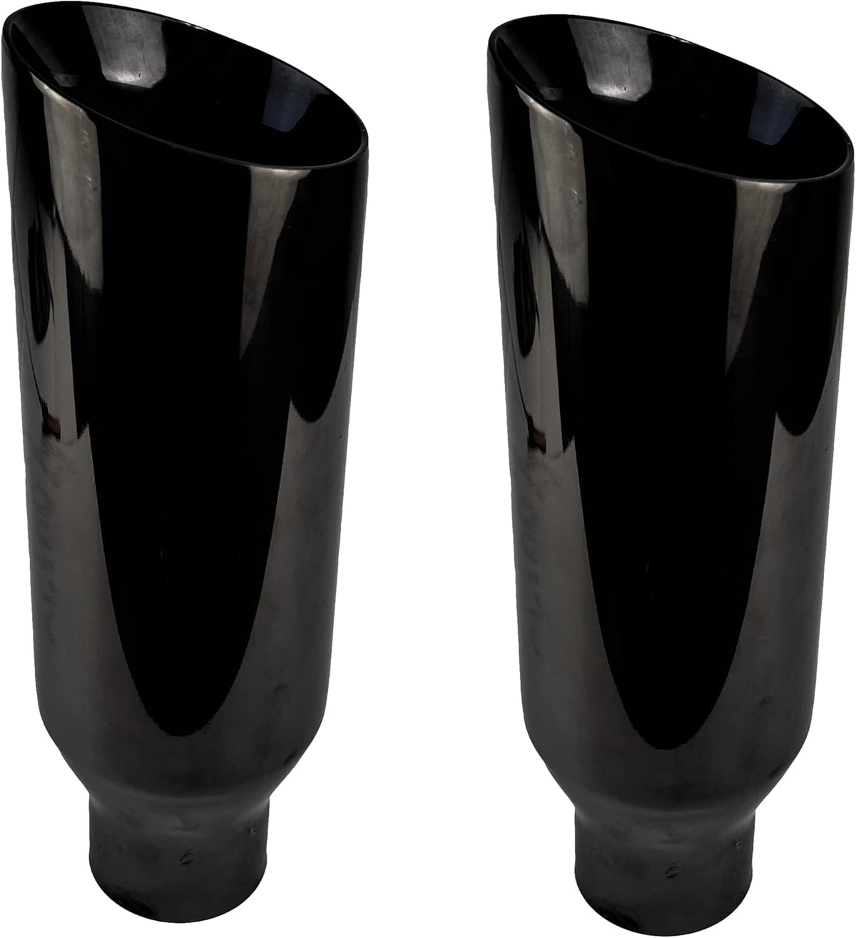 2.25 inch Inlet to 4 inch Outlet Stainless Steel Double Wall Black Chrome Weld-on Exhaust Tip 2 Pack T3648