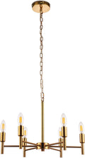 Brushed Brass 6 Lights Modern Pendant Ceiling Light Fixture C82553