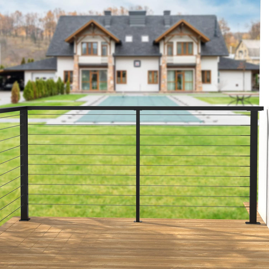 Black Stainless Steel Surface Mount Cable Railing Post 36"x2"x2" 2Pack H37834