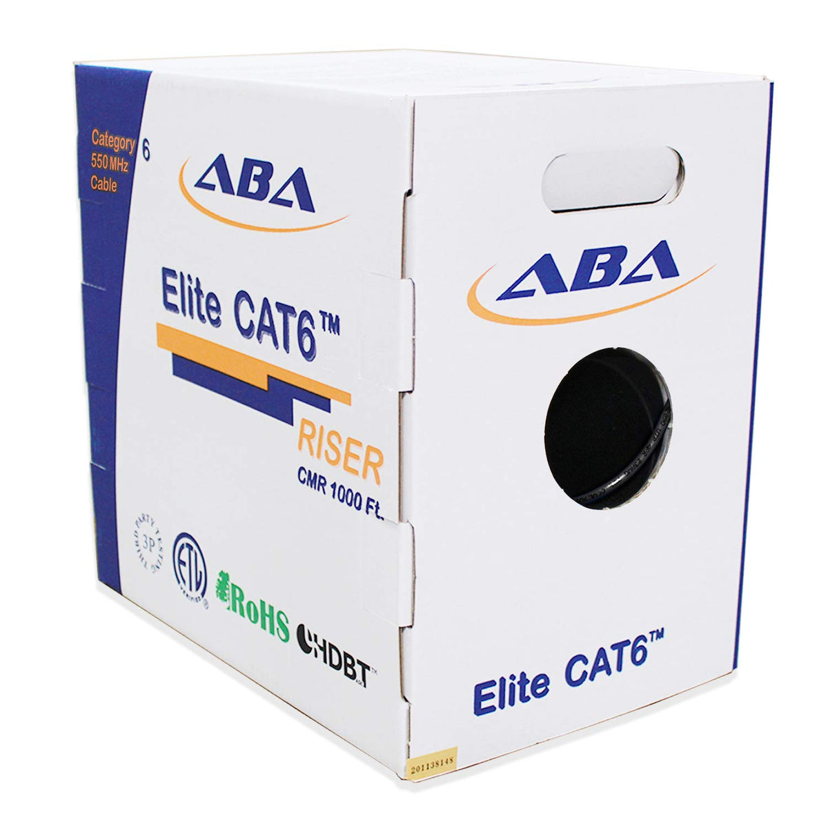 Cat6 Riser Ethernet Cable 1000ft Blue UTP 23AWG Solid Bare Copper Bulk LAN Cable X6909