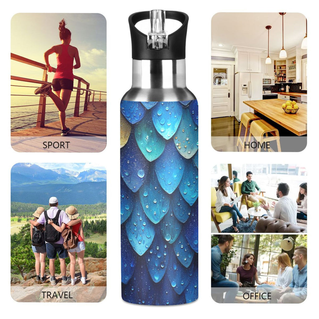 20 oz Insulated Stainless Steel Water Bottle with Straw Lid S4331