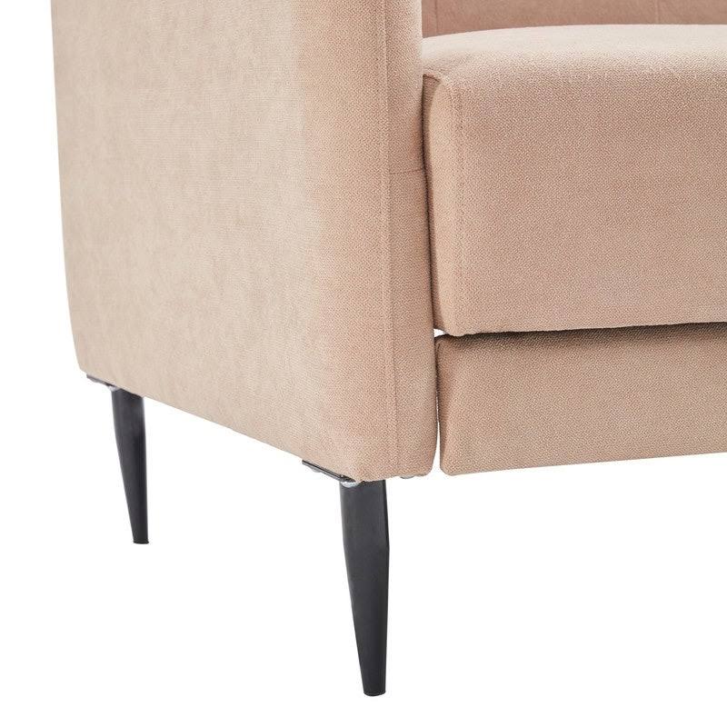 Beige Linen Fabric Folding Futon Sofa Bed with Metal Leg Z3048