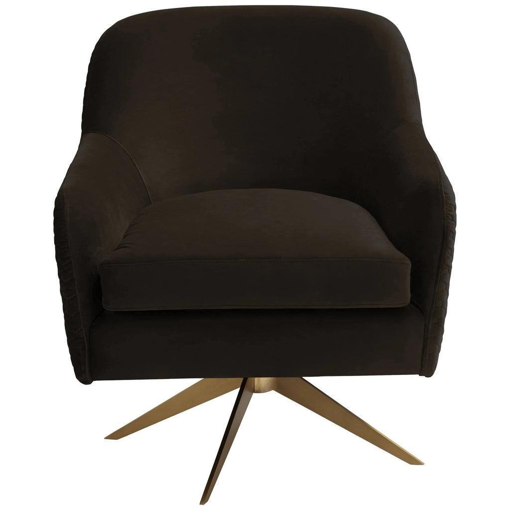 Espresso Velvet Swivel Chair D96475