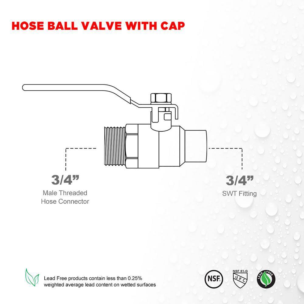 3/4 in. Brass Full Port Hose Ball Valve with Chain and Cap (10 Pack) S219