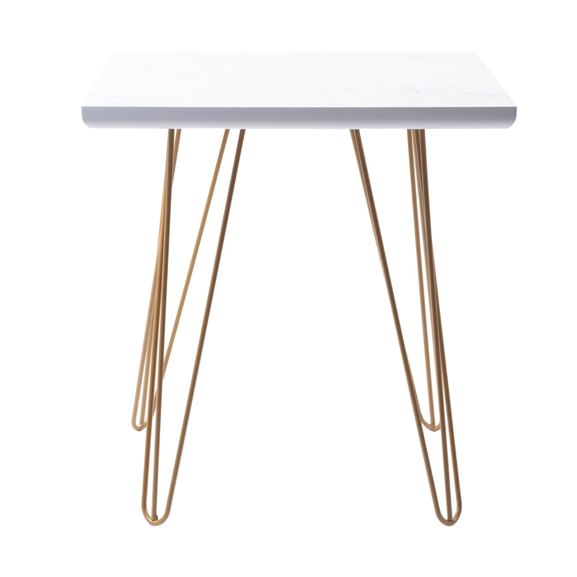 White Gold Gloss Wood Top Table W62812