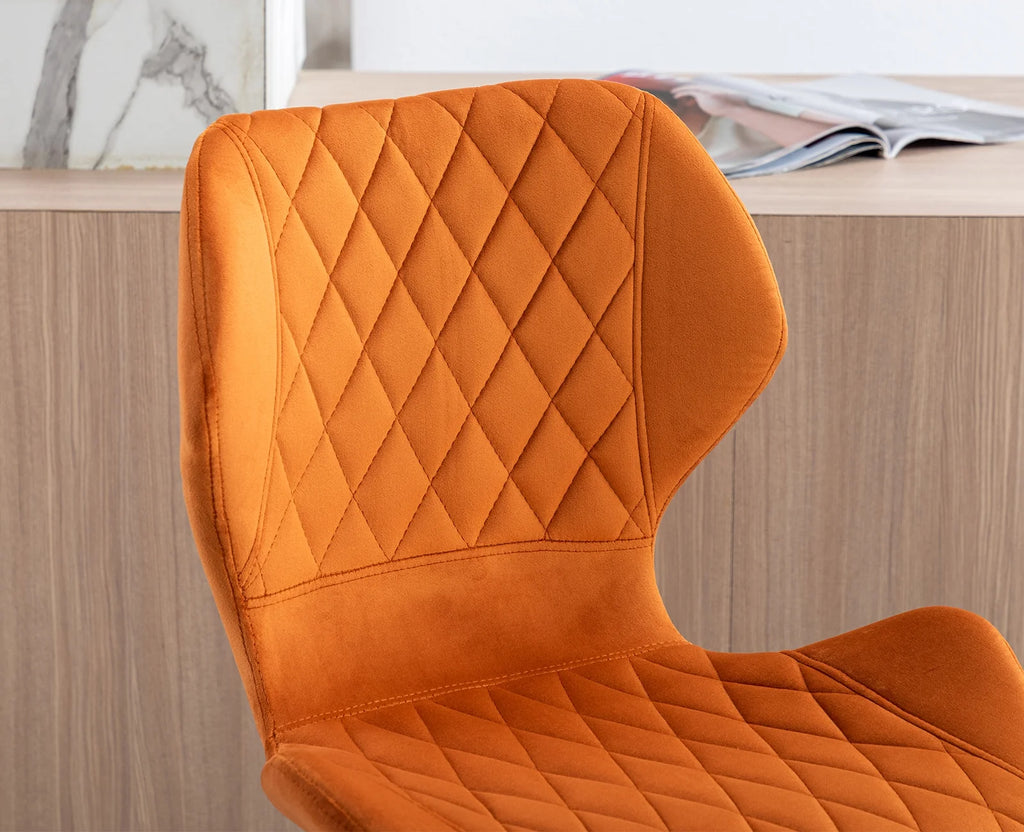 Orange Velvet Adjustable Swivel Bar Stools Set of 2 X188