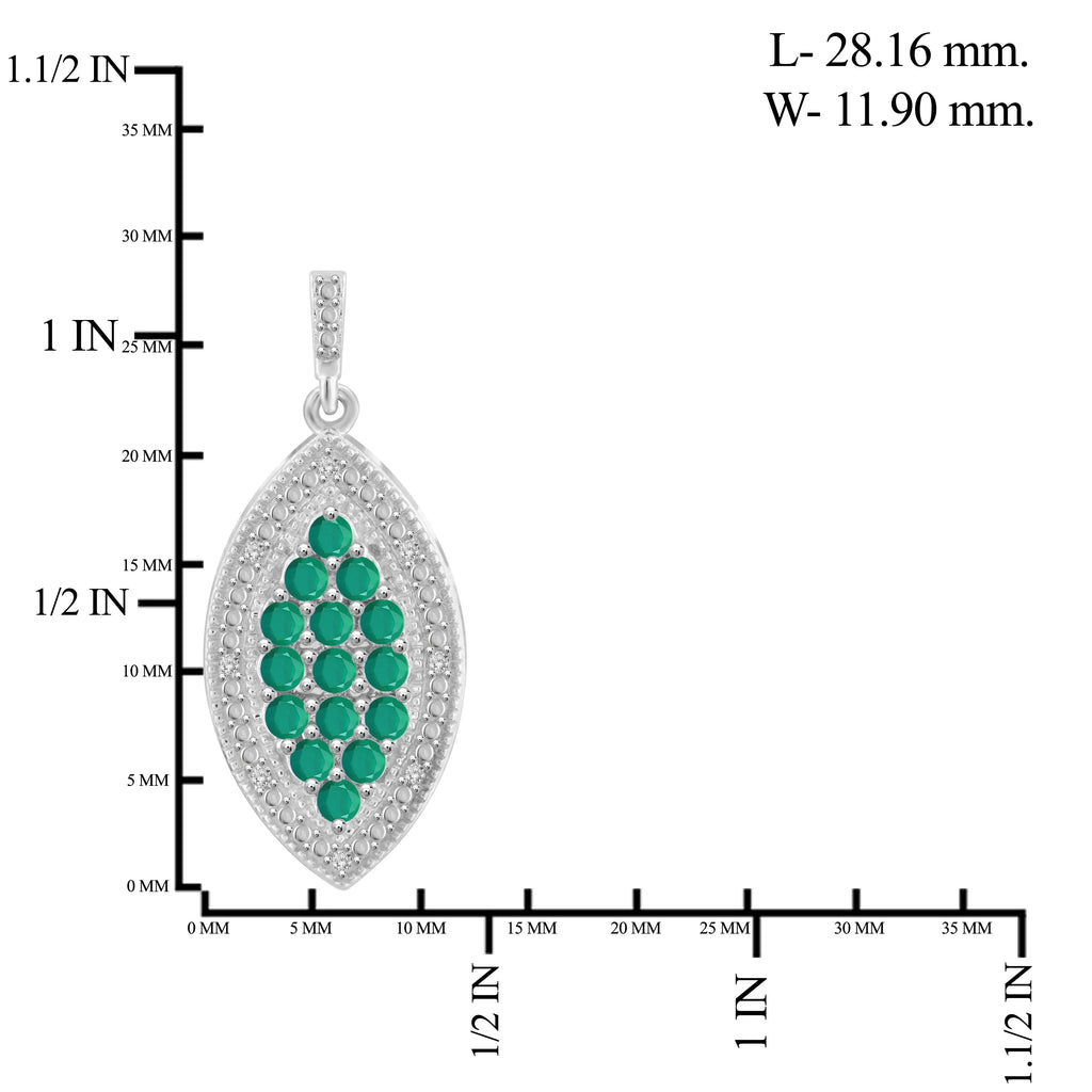 Emerald And White Diamond Accent Sterling Silver 3-Piece Jewelry Set Z399