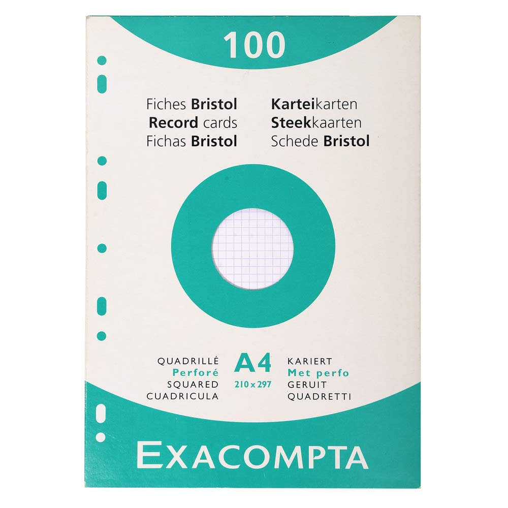 White A4 Punched Record Cards, Pack of 100 N7401