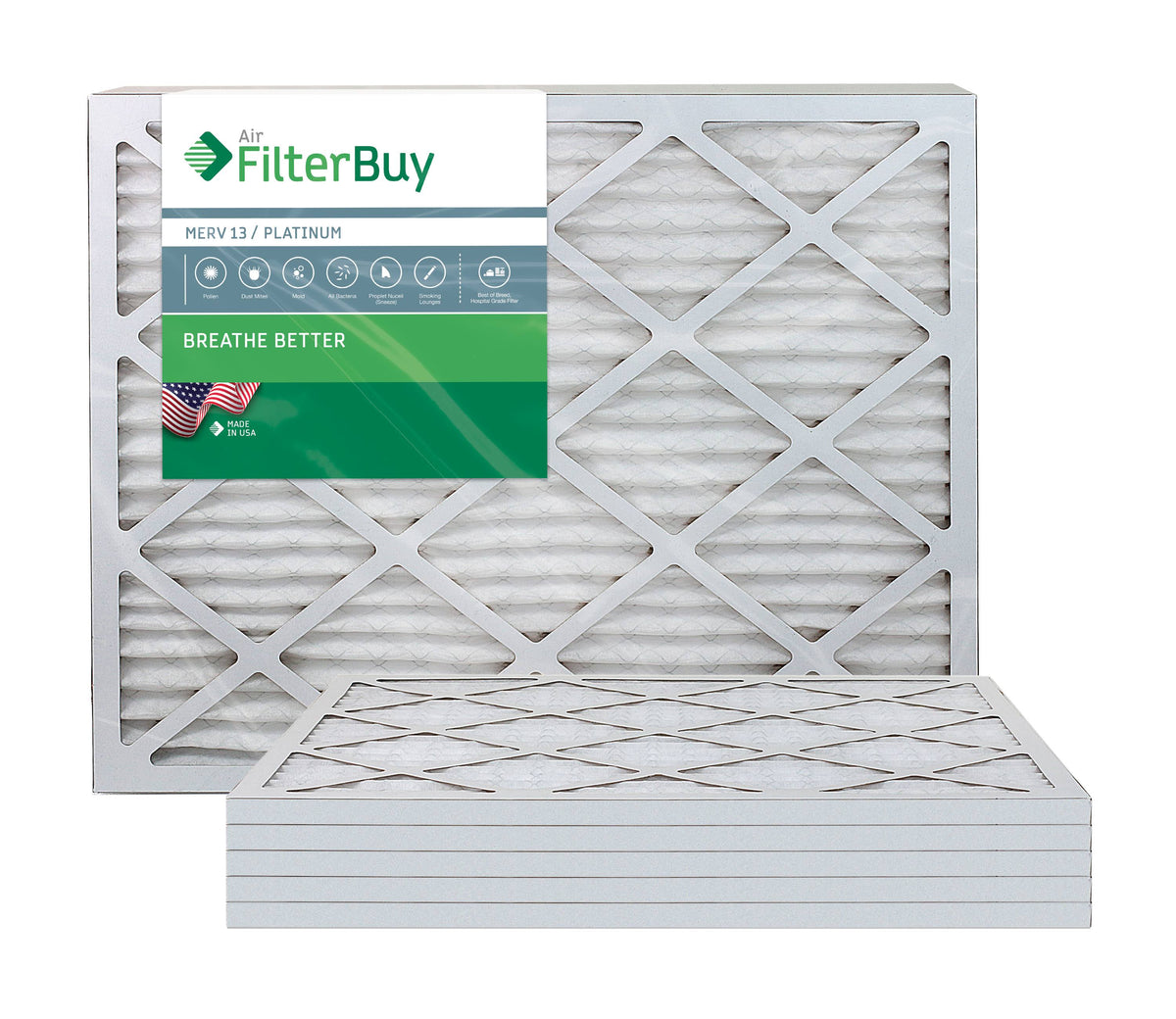 MERV 13 18x30x1 Pleated AC Furnace Air Filter, Pack of 6 Y2791