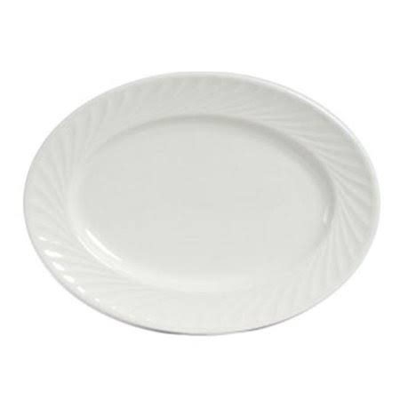 Oval Embossed Platter White 1 Dozen H9669
