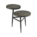Round End/Side Table with 3-Legs Fir Wood Metal Arabica/Black Finish Q685
